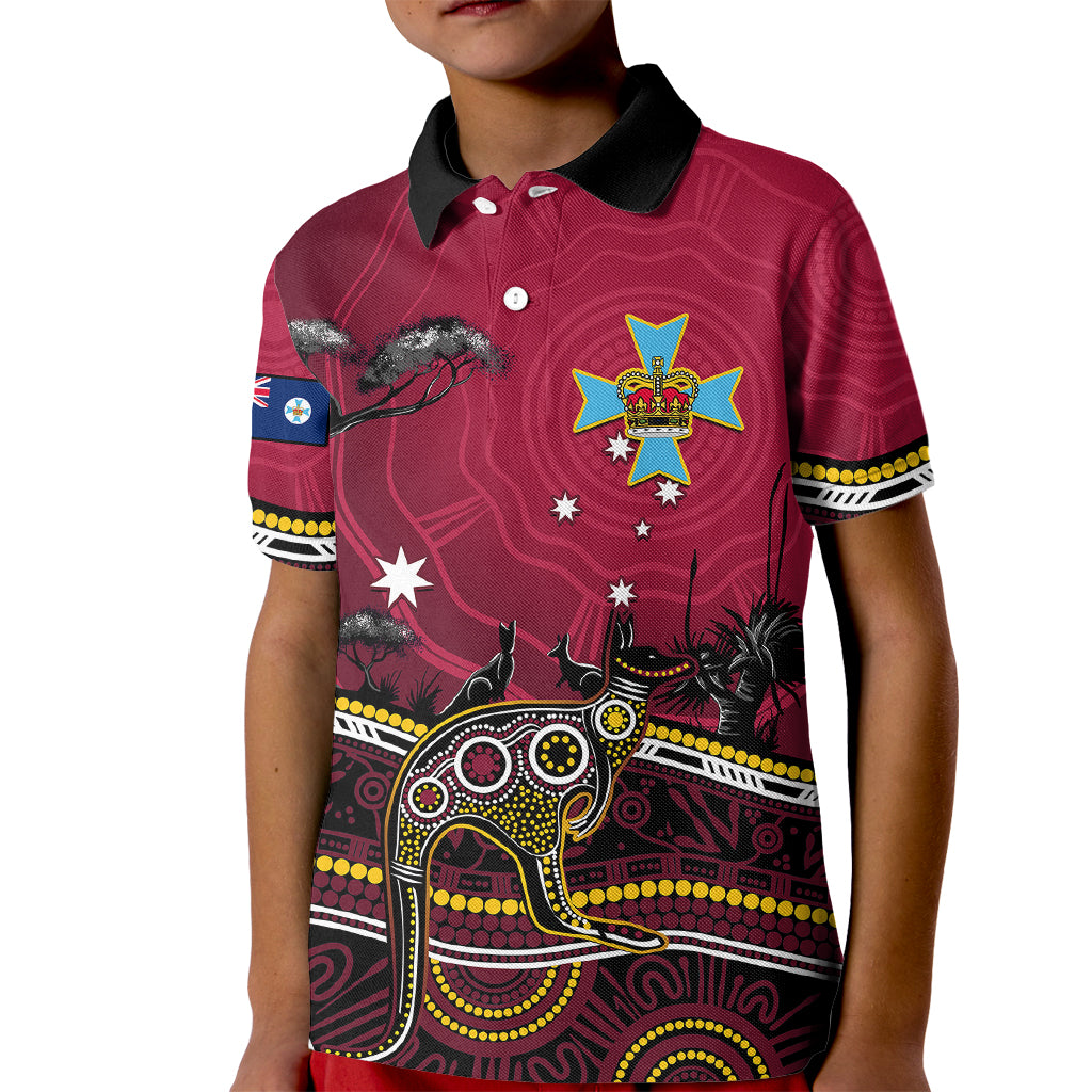 personalised-june-6-queensland-day-kid-polo-shirt-australian-aboriginal-art