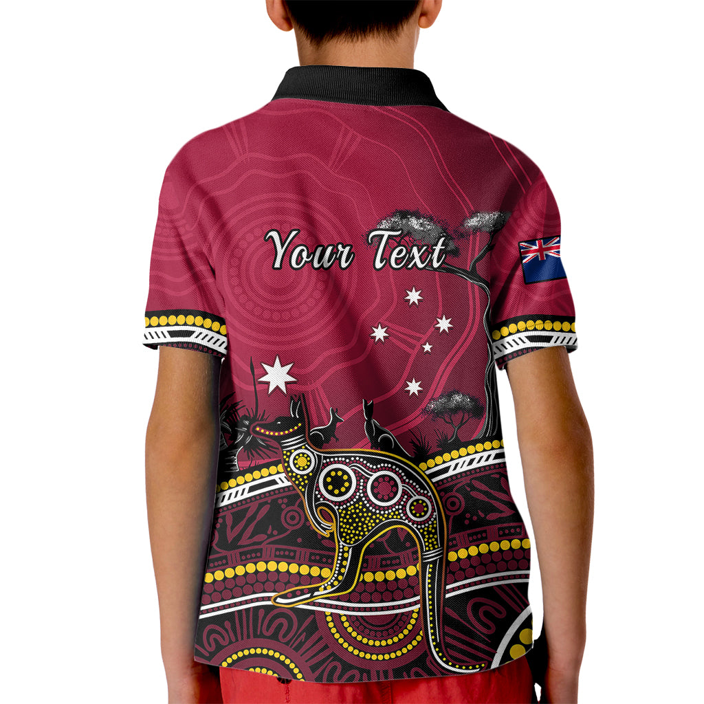 personalised-june-6-queensland-day-kid-polo-shirt-australian-aboriginal-art