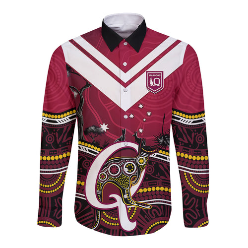 personalised-qld-maroons-rugby-long-sleeve-button-shirt-go-queensland-kangaroo-indigenous