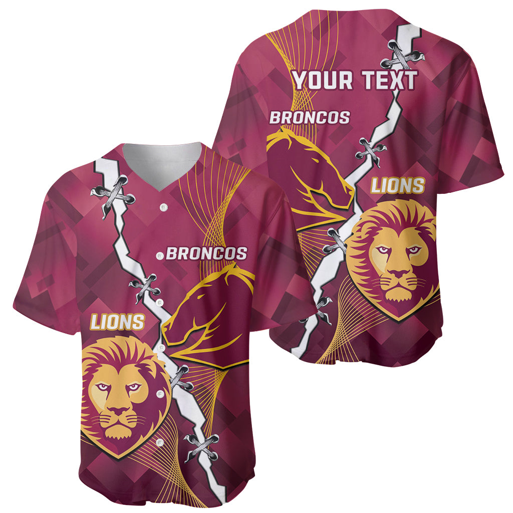 Personalised Lions Football And Broncos Rugby Baseball Jersey Sporty Version