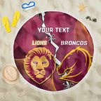 Personalised Lions Football And Broncos Rugby Beach Blanket Sporty Version