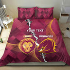 Personalised Lions Football And Broncos Rugby Bedding Set Sporty Version