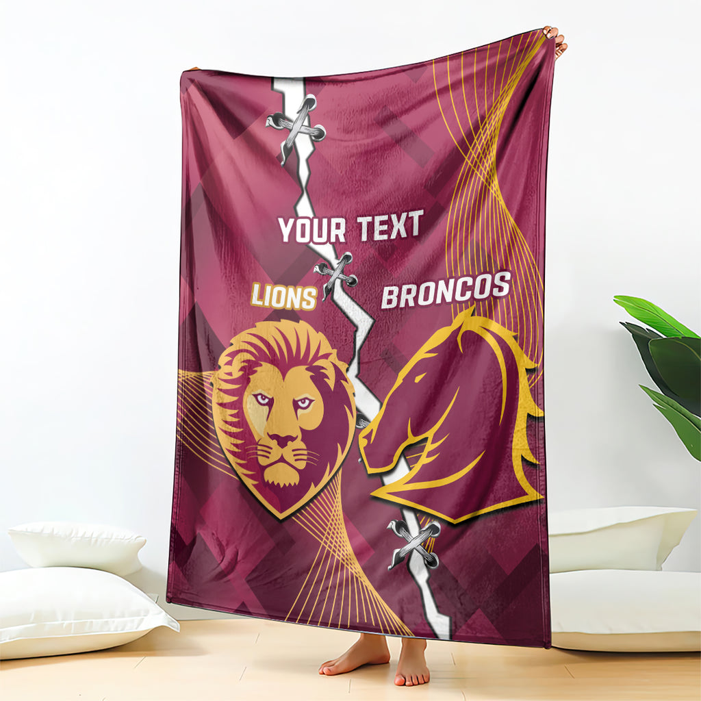 Personalised Lions Football And Broncos Rugby Blanket Sporty Version