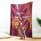 Personalised Lions Football And Broncos Rugby Blanket Sporty Version