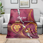 Personalised Lions Football And Broncos Rugby Blanket Sporty Version
