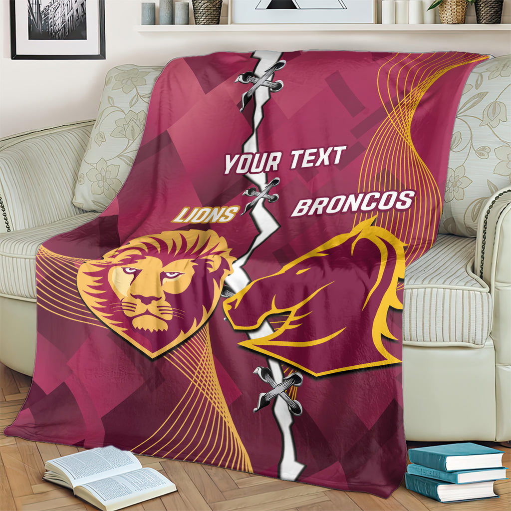 Personalised Lions Football And Broncos Rugby Blanket Sporty Version