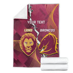 Personalised Lions Football And Broncos Rugby Blanket Sporty Version