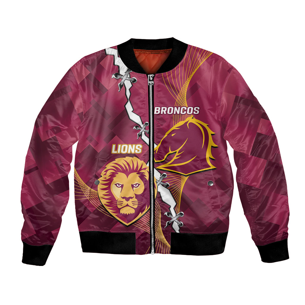 Personalised Lions Football And Broncos Rugby Bomber Jacket Sporty Version