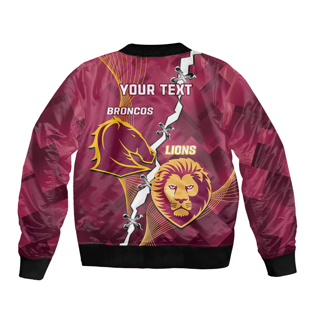Personalised Lions Football And Broncos Rugby Bomber Jacket Sporty Version