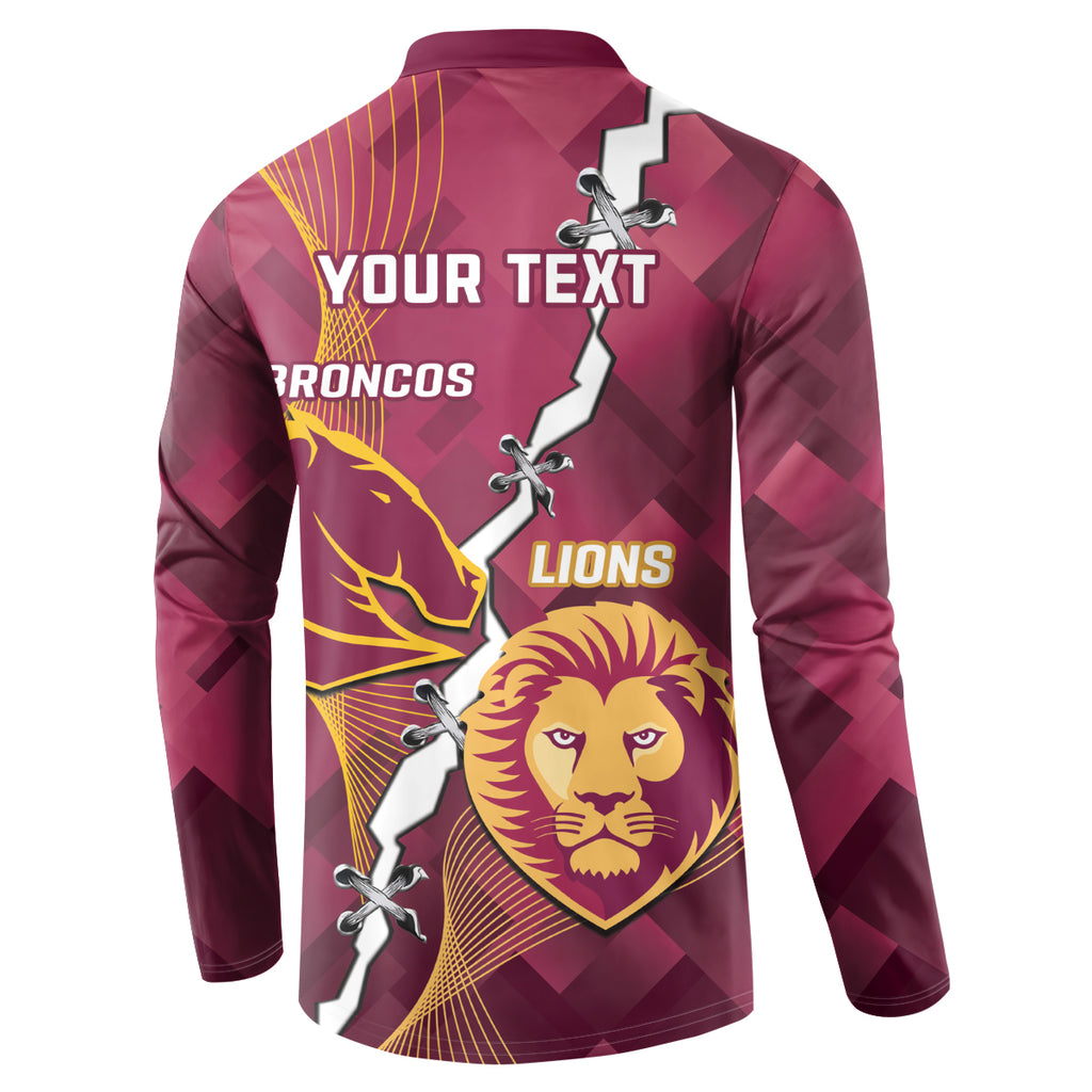 Personalised Lions Football And Broncos Rugby Button Sweatshirt Sporty Version
