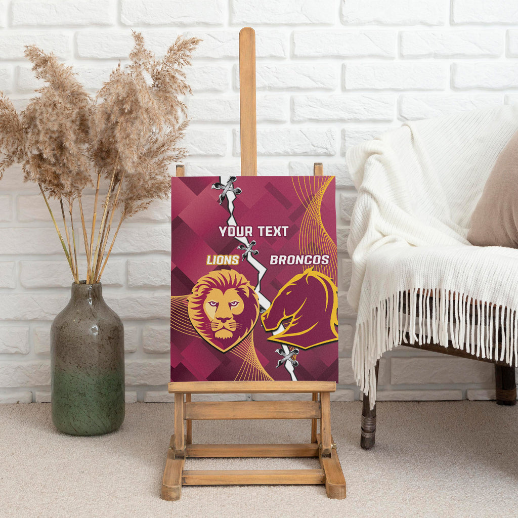 Personalised Lions Football And Broncos Rugby Canvas Wall Art Sporty Version