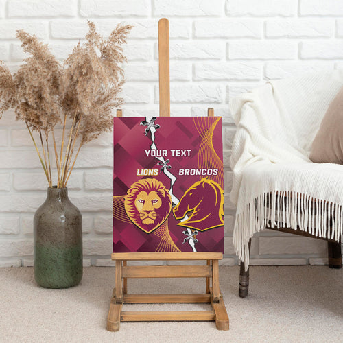 Personalised Lions Football And Broncos Rugby Canvas Wall Art Sporty Version