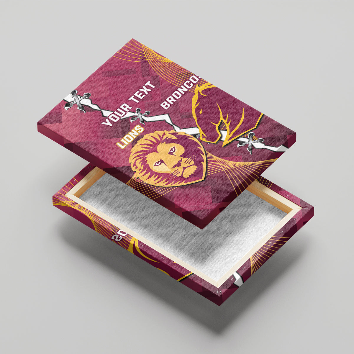 Personalised Lions Football And Broncos Rugby Canvas Wall Art Sporty Version