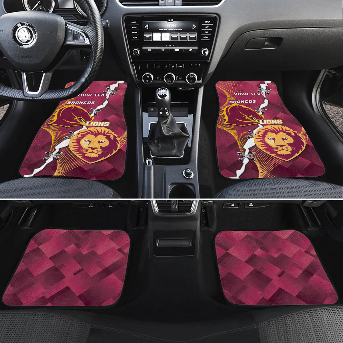 Personalised Lions Football And Broncos Rugby Car Mats Sporty Version