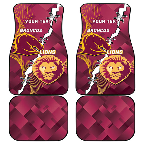 Personalised Lions Football And Broncos Rugby Car Mats Sporty Version