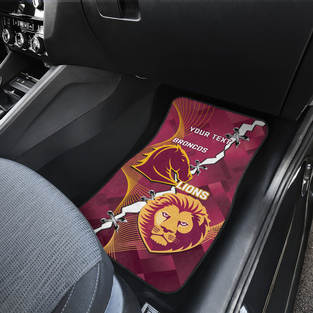 Personalised Lions Football And Broncos Rugby Car Mats Sporty Version