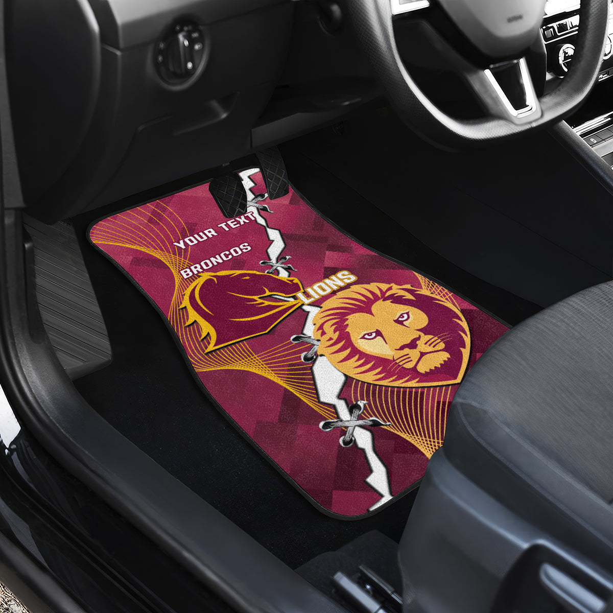 Personalised Lions Football And Broncos Rugby Car Mats Sporty Version