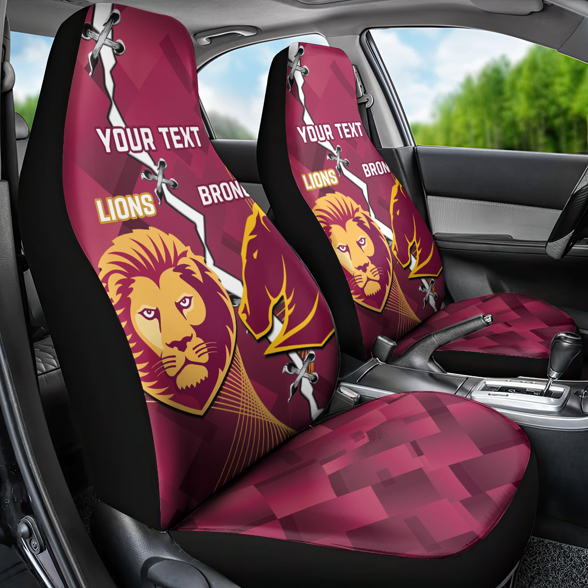 Personalised Lions Football And Broncos Rugby Car Seat Cover Sporty Version