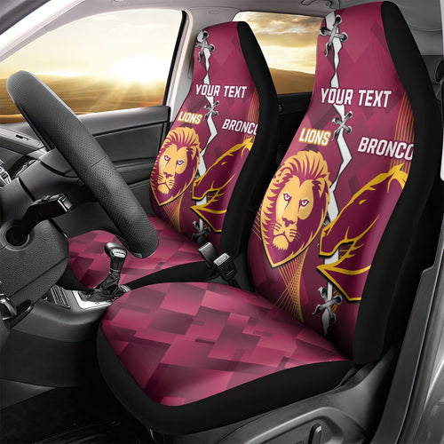 Personalised Lions Football And Broncos Rugby Car Seat Cover Sporty Version