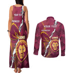 Personalised Lions Football And Broncos Rugby Couples Matching Tank Maxi Dress and Long Sleeve Button Shirt Sporty Version