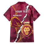 Personalised Lions Football And Broncos Rugby Family Matching Long Sleeve Bodycon Dress and Hawaiian Shirt Sporty Version