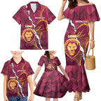 Personalised Lions Football And Broncos Rugby Family Matching Mermaid Dress and Hawaiian Shirt Sporty Version
