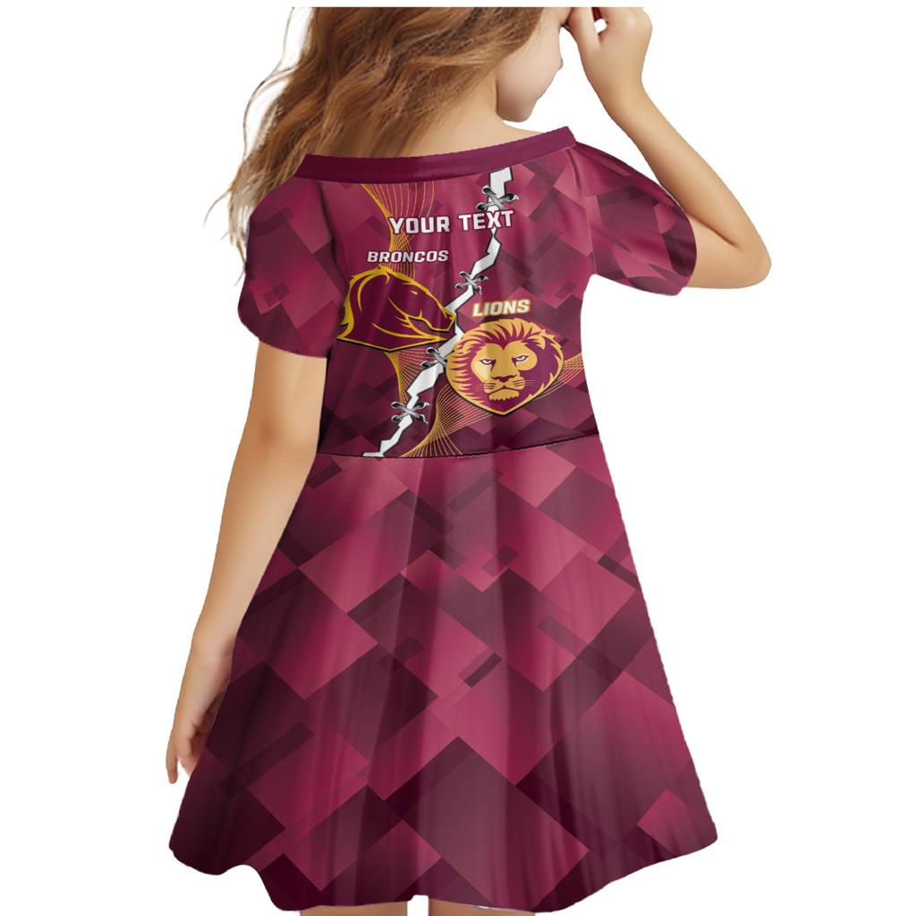 Personalised Lions Football And Broncos Rugby Family Matching Mermaid Dress and Hawaiian Shirt Sporty Version