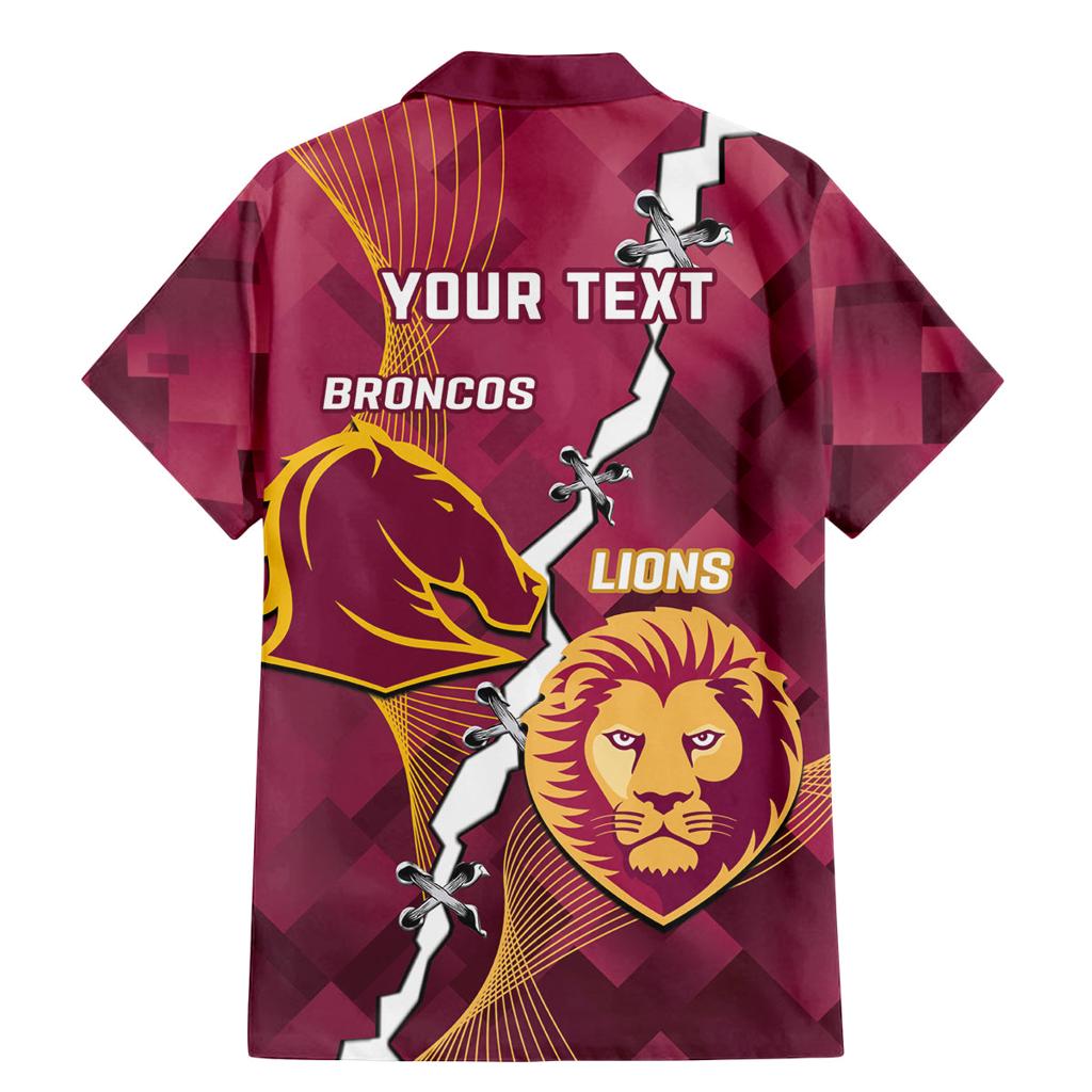 Personalised Lions Football And Broncos Rugby Family Matching Mermaid Dress and Hawaiian Shirt Sporty Version