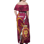 Personalised Lions Football And Broncos Rugby Family Matching Off Shoulder Maxi Dress and Hawaiian Shirt Sporty Version
