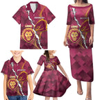 Personalised Lions Football And Broncos Rugby Family Matching Puletasi and Hawaiian Shirt Sporty Version