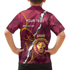 Personalised Lions Football And Broncos Rugby Family Matching Puletasi and Hawaiian Shirt Sporty Version