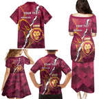 Personalised Lions Football And Broncos Rugby Family Matching Puletasi and Hawaiian Shirt Sporty Version