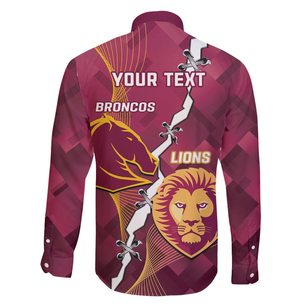 Personalised Lions Football And Broncos Rugby Family Matching Puletasi and Hawaiian Shirt Sporty Version