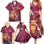 Personalised Lions Football And Broncos Rugby Family Matching Summer Maxi Dress and Hawaiian Shirt Sporty Version