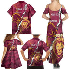 Personalised Lions Football And Broncos Rugby Family Matching Summer Maxi Dress and Hawaiian Shirt Sporty Version