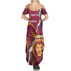 Personalised Lions Football And Broncos Rugby Family Matching Summer Maxi Dress and Hawaiian Shirt Sporty Version
