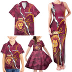 Personalised Lions Football And Broncos Rugby Family Matching Tank Maxi Dress and Hawaiian Shirt Sporty Version