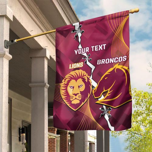 Personalised Lions Football And Broncos Rugby Garden Flag Sporty Version
