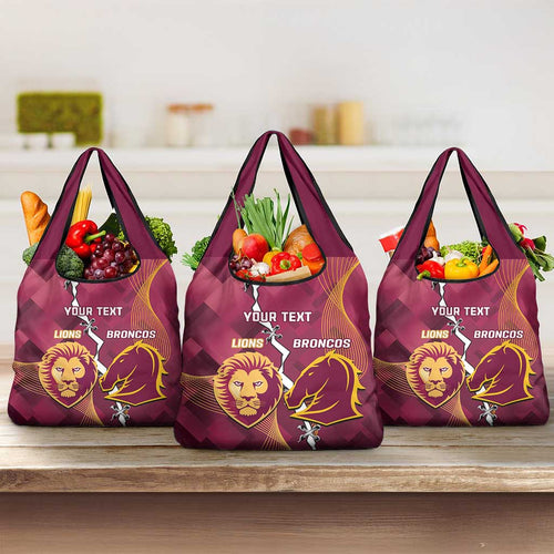 Personalised Lions Football And Broncos Rugby Grocery Bag Sporty Version