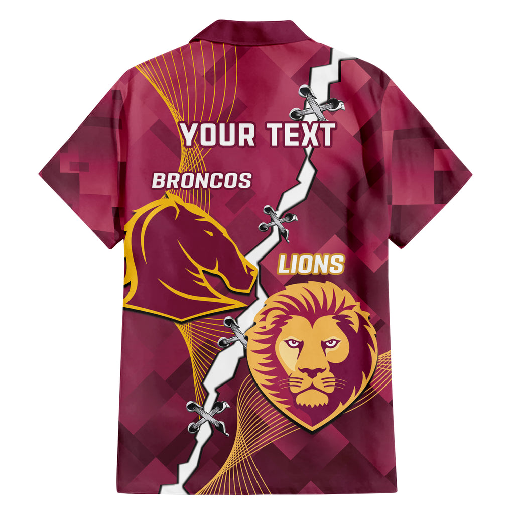 Personalised Lions Football And Broncos Rugby Hawaiian Shirt Sporty Version