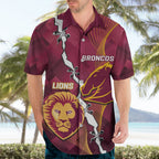 Personalised Lions Football And Broncos Rugby Hawaiian Shirt Sporty Version