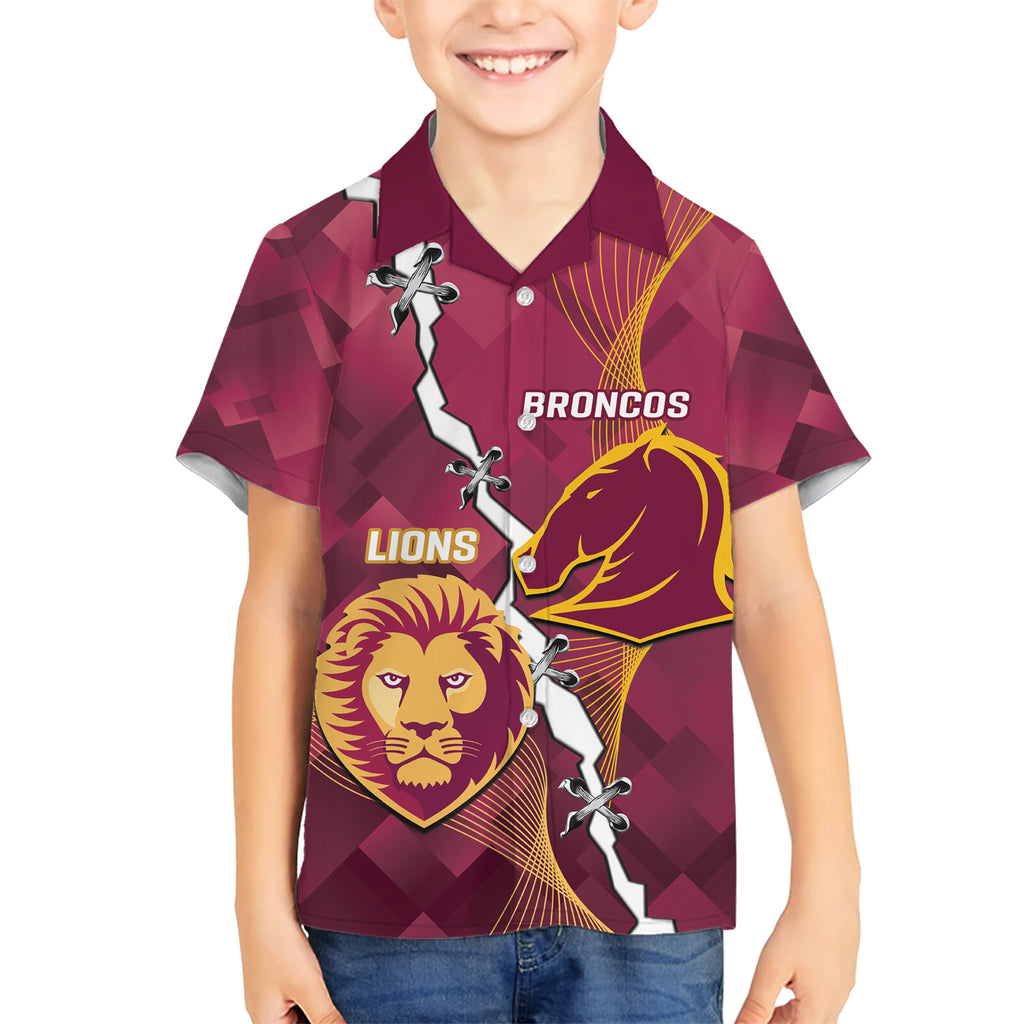 Personalised Lions Football And Broncos Rugby Hawaiian Shirt Sporty Version