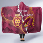 Personalised Lions Football And Broncos Rugby Hooded Blanket Sporty Version