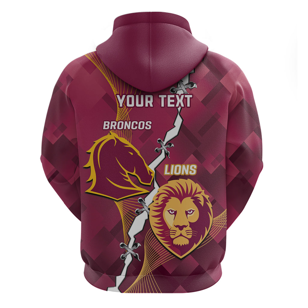Personalised Lions Football And Broncos Rugby Hoodie Sporty Version