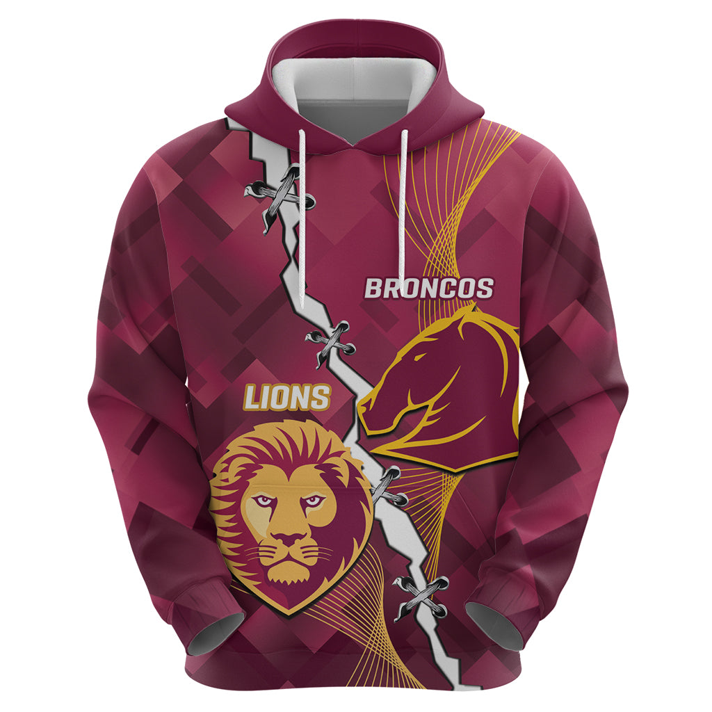 Personalised Lions Football And Broncos Rugby Hoodie Sporty Version