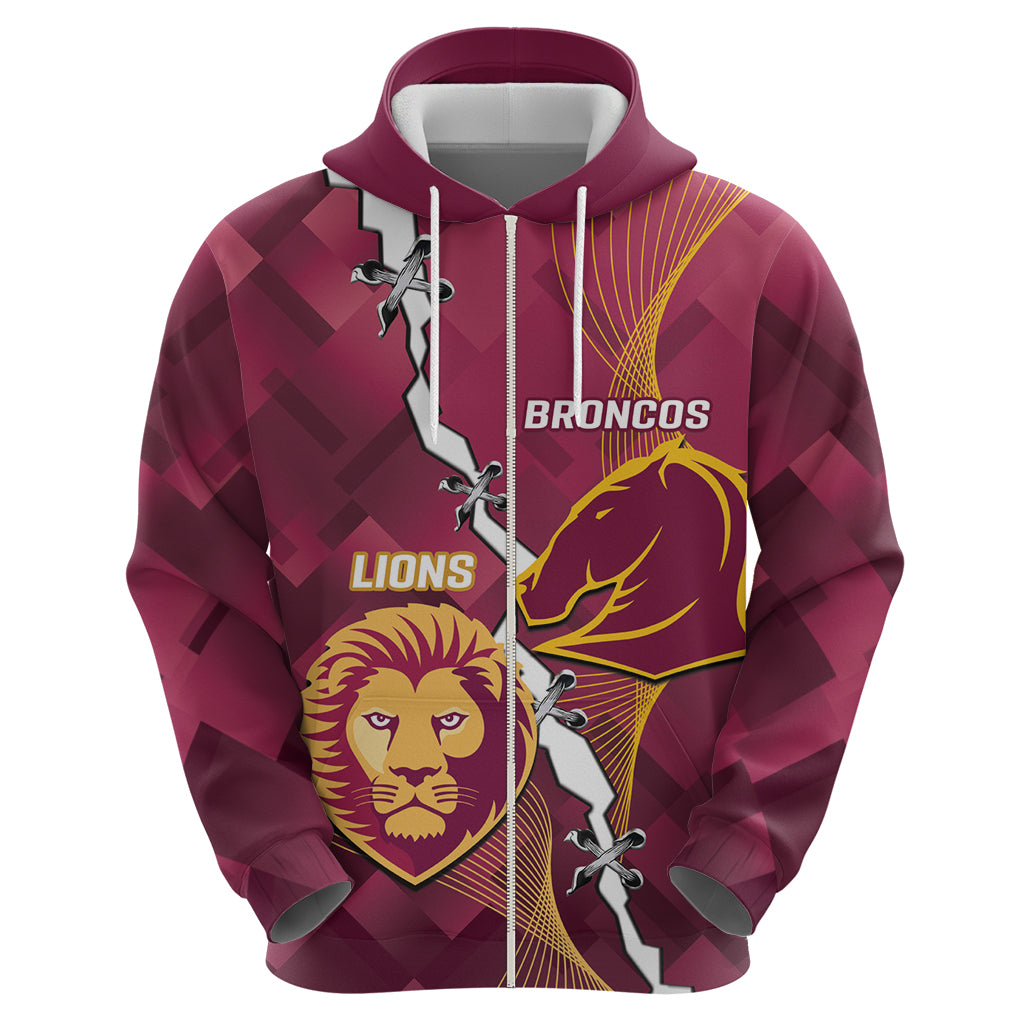 Personalised Lions Football And Broncos Rugby Hoodie Sporty Version