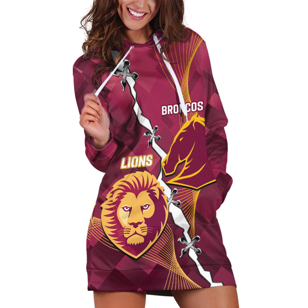 Personalised Lions Football And Broncos Rugby Hoodie Dress Sporty Version