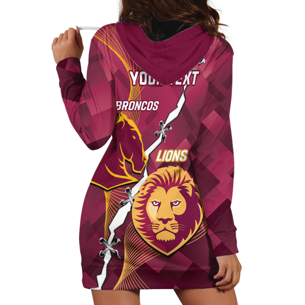 Personalised Lions Football And Broncos Rugby Hoodie Dress Sporty Version