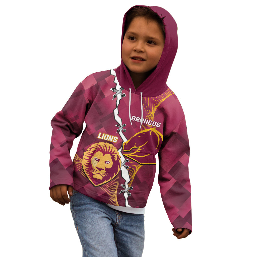 Personalised Lions Football And Broncos Rugby Kid Hoodie Sporty Version