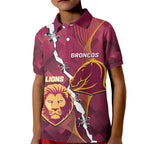 Personalised Lions Football And Broncos Rugby Kid Polo Shirt Sporty Version